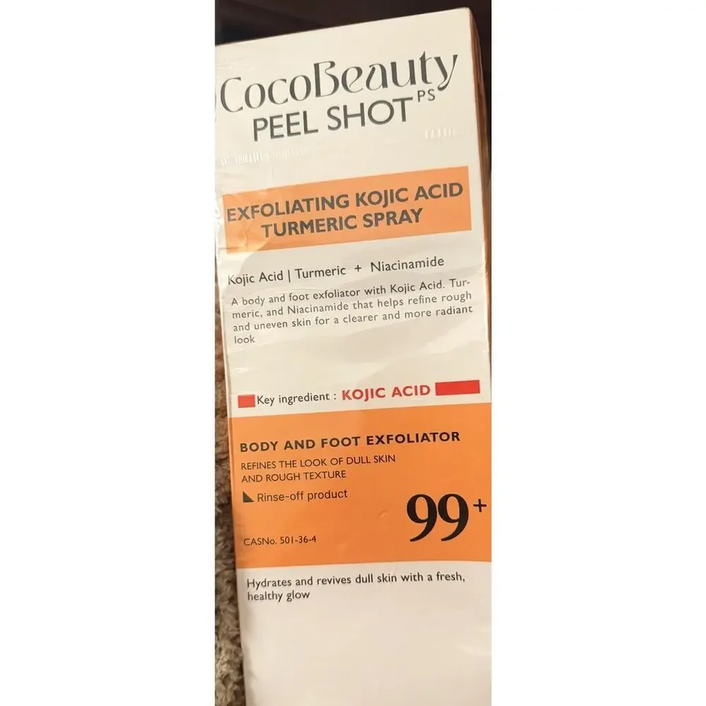 CocoBeauty Peel Shot Exfoliating Kojic Acid Turmeric Spray Body/Feet 6.76oz